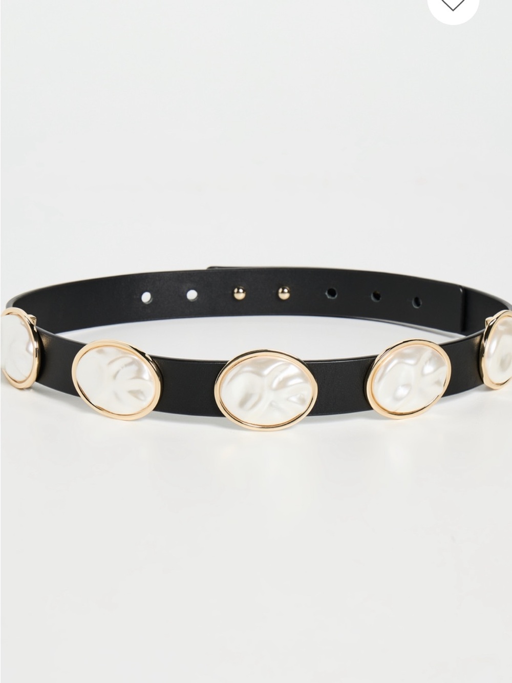 Lele Sadoughi Black Belt with Pearl Gold Medallions